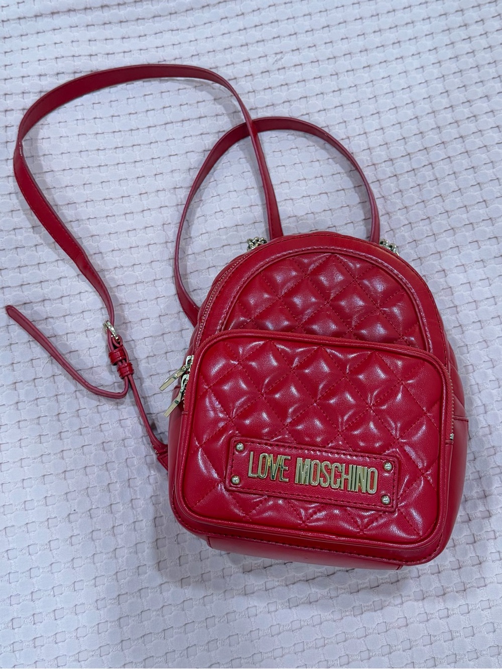 Love Moschino Quilted Red Mini Backpack